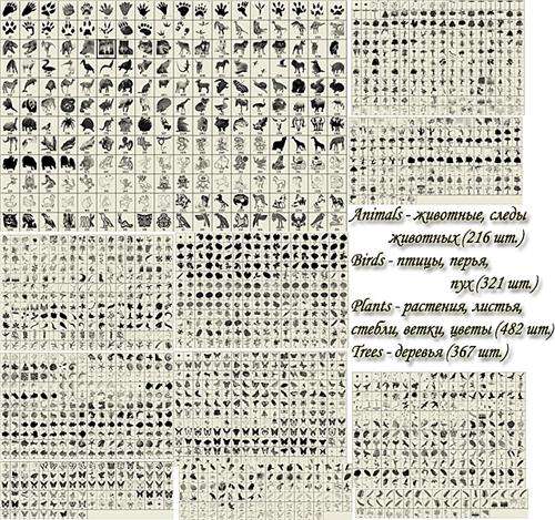 Мегаподборка кистей для фотошоп - флора и фауна